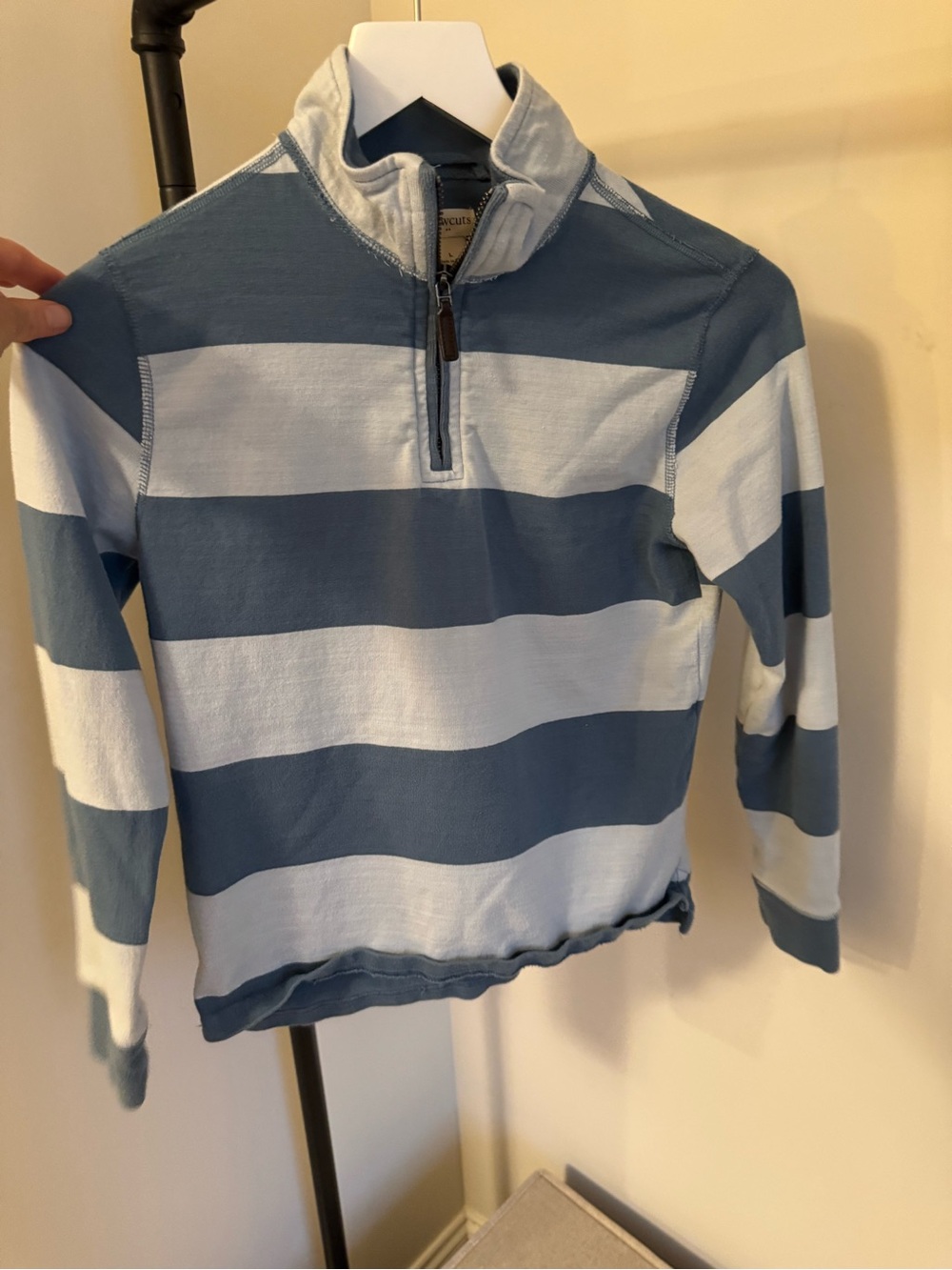 Crewcuts Blue Striped Half-Zip Sweater
